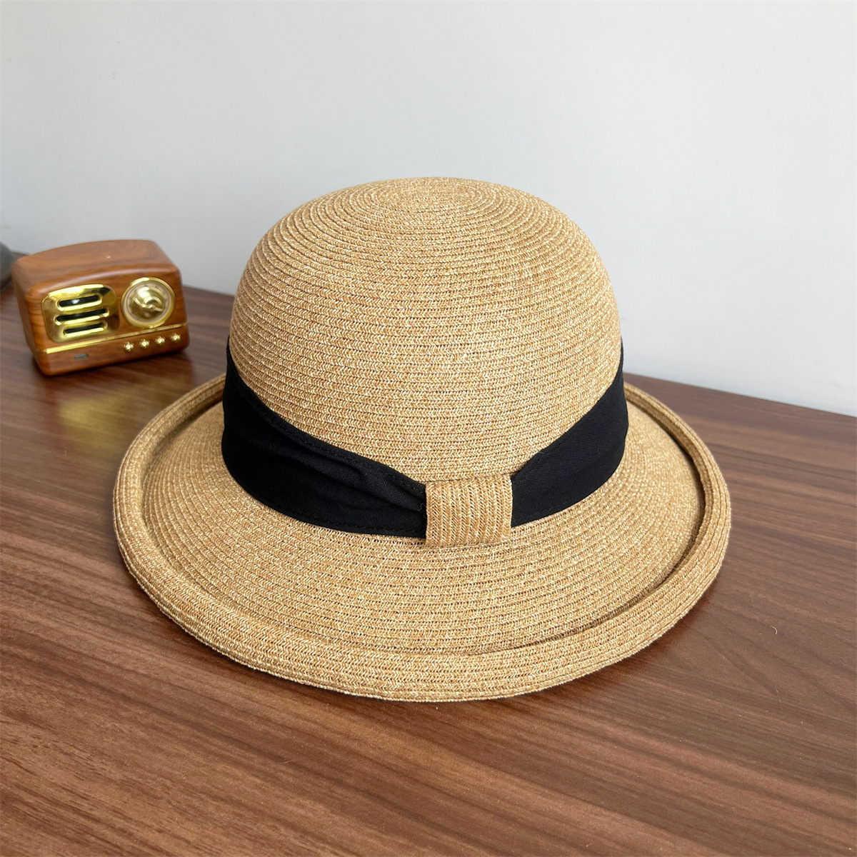 French Straw Sun Protection Bow Curling Temperament Straw Hat - Image 9