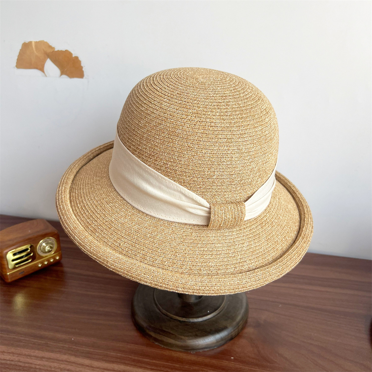 French Straw Sun Protection Bow Curling Temperament Straw Hat - Image 5