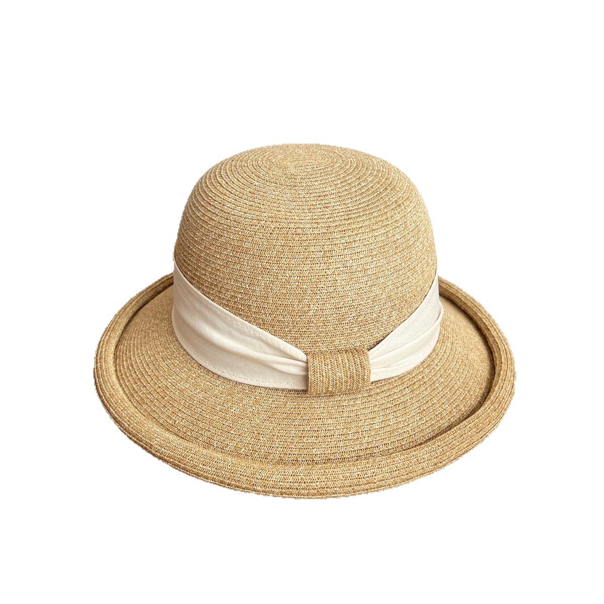 French Straw Sun Protection Bow Curling Temperament Straw Hat - Image 4